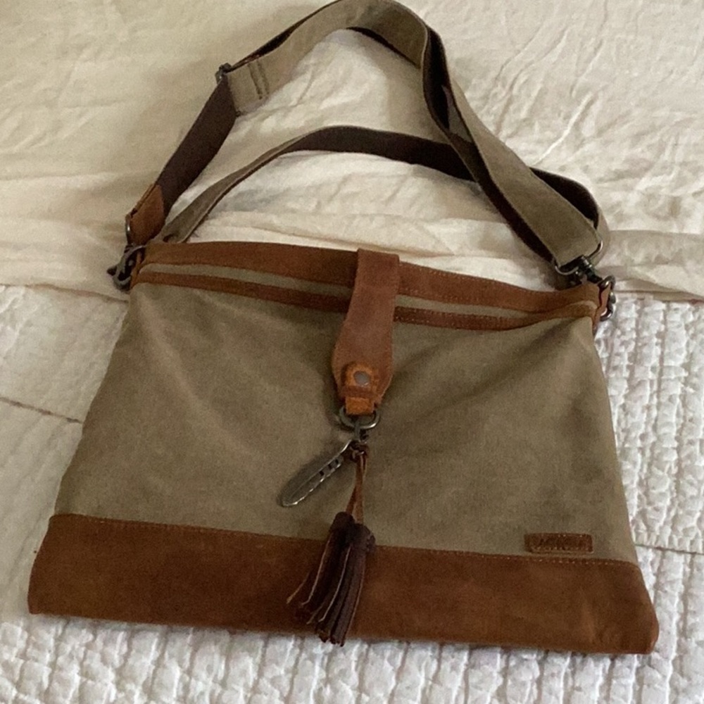 Acacia leather and canvas bag large